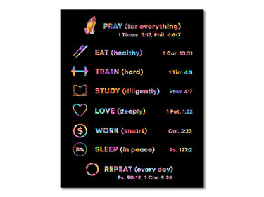 Christian daily routine black background (rainbow colors) Poster Print #4